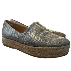 Naturalizer Thea Leather Metallic Espadrille Slip On Shoe Womens Size 9.5W Comfy